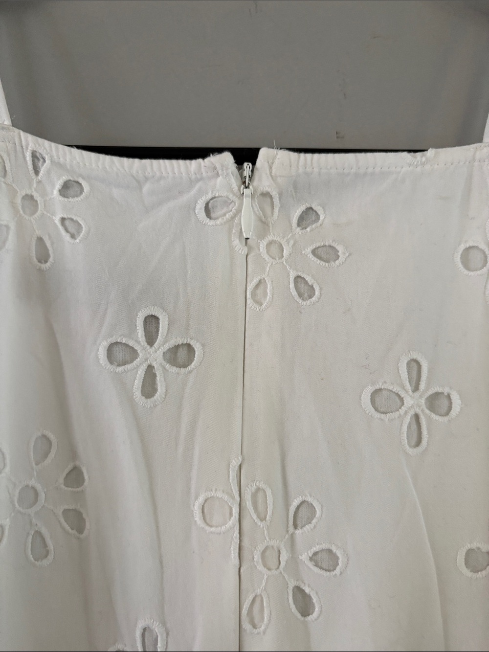 LOFT White Eyelet Spaghetti-Strap Cotton Mini Dress - Picture 8 of 8